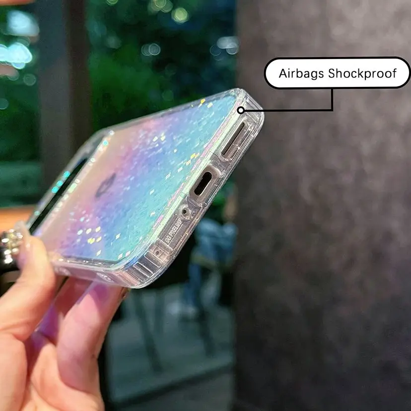 Gradient Bling Glitter Magnetic Wireless Charging Colorful Clear Case