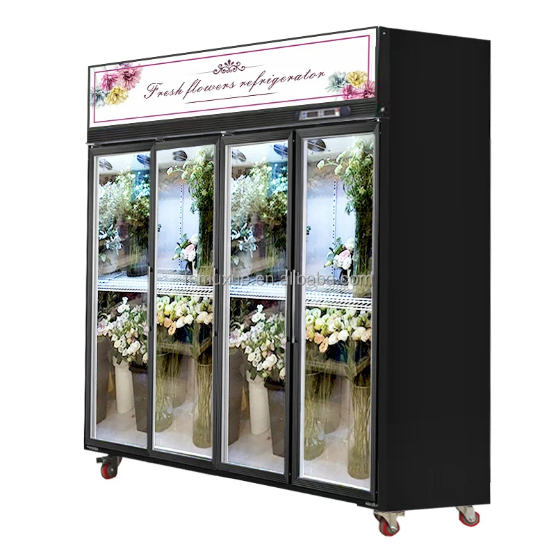 4 Glass Doors Flower Display Cooler Display Cabinet Cooler MX-XHG2500F Fresh Keeping Refrigeration Flower Black Ce R134a