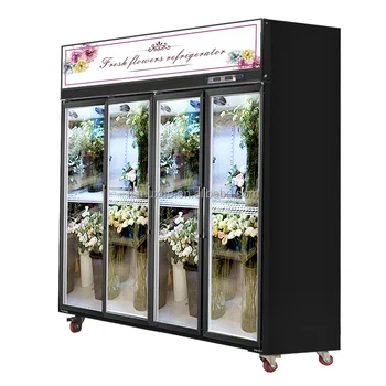 4 Glass Doors Flower Display Cooler Display Cabinet Cooler MX-XHG2500F Fresh Keeping Refrigeration Flower Black Ce R134a