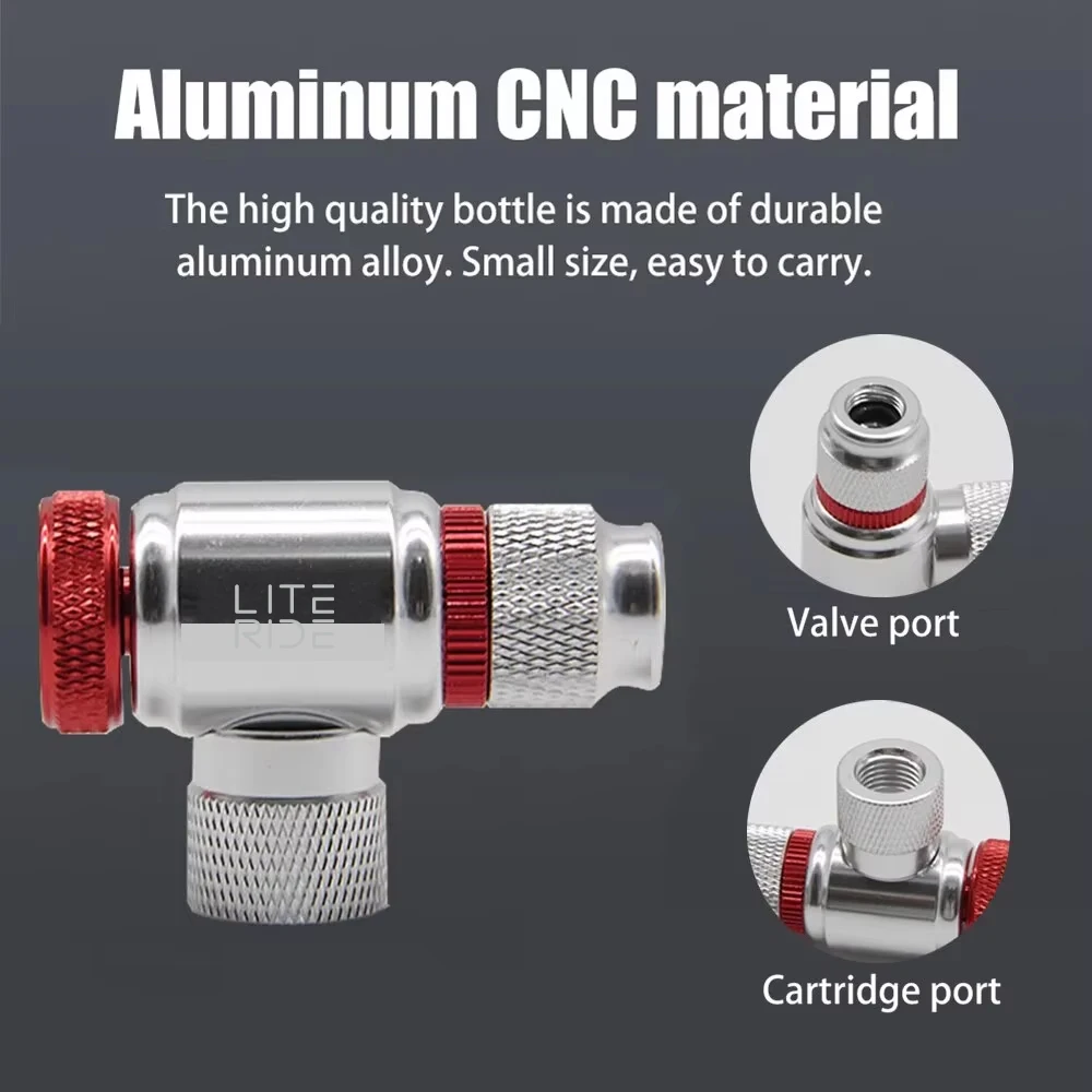 Compact Aluminum CO2 Bike Tire Inflator with Schrader & Presta Adapter