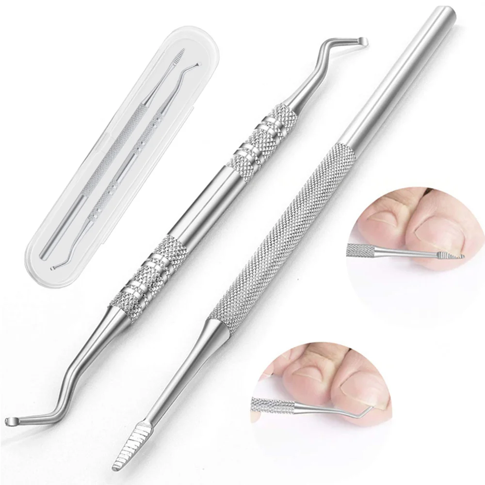 1pc Nail Art Dual End Stainless Steel Dirt Remove Cleaning Stick Nail Toenail Ingrown Correction File Manicure Pedicure Tool