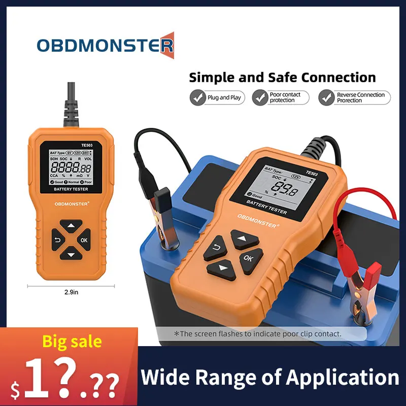 Car Battery Tester 6V 12V 24V 100-2000A CCA Capacity Digital Car System Tool Battery Analyzer Tool PK KW208