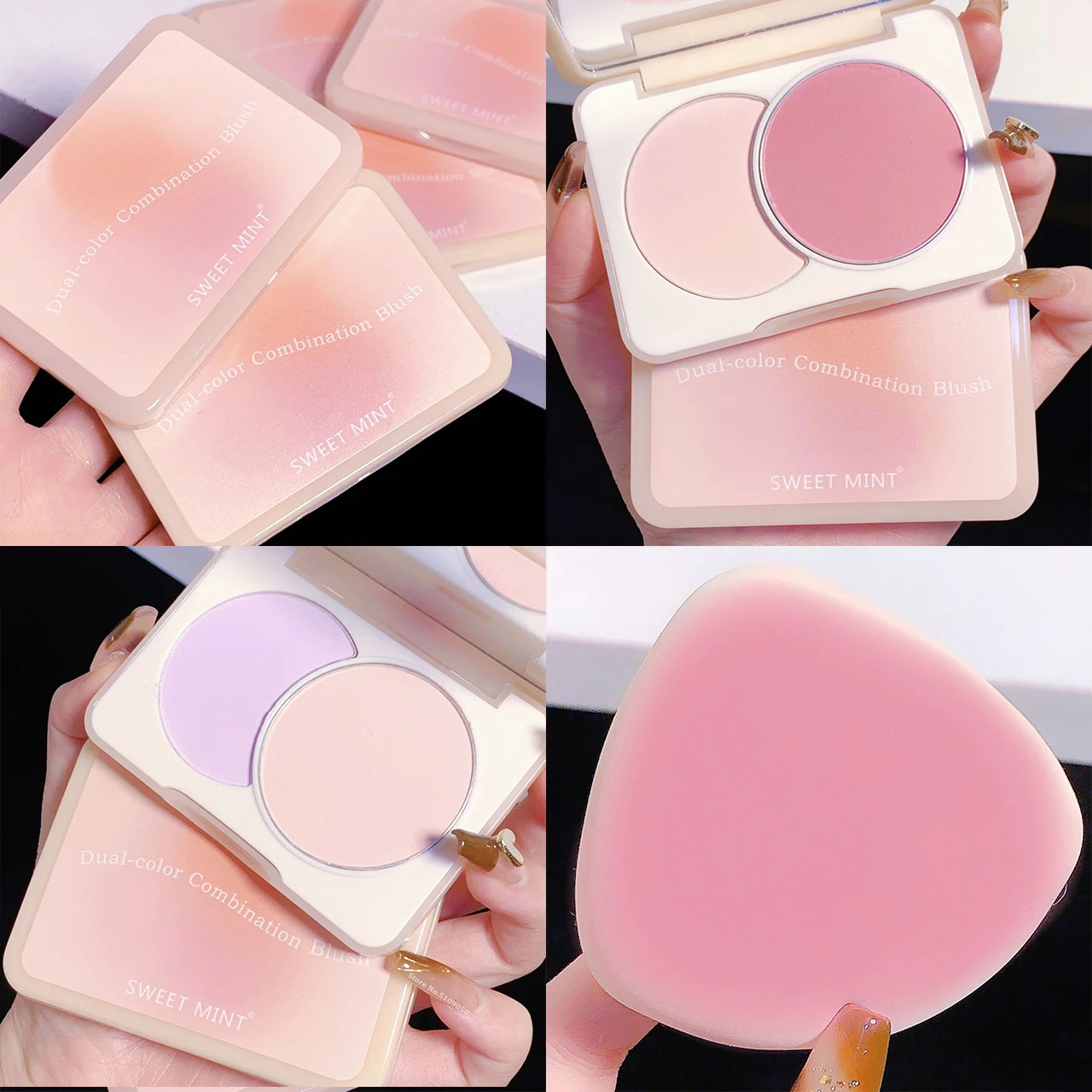 Twocolor Matte Blush Palette Apricot Pink Rouge Cheek Pigment Long