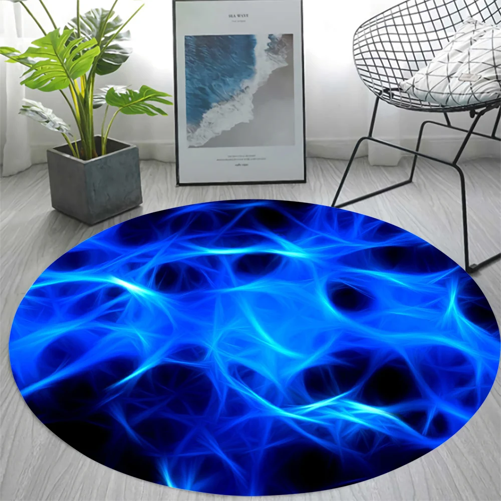 

CLOOCL Flannel Round Carpet Flame Abstract Art Pattern 3D Printed Dirty Durable Non-slip Living Room Carpet Aesthetic Home Decor