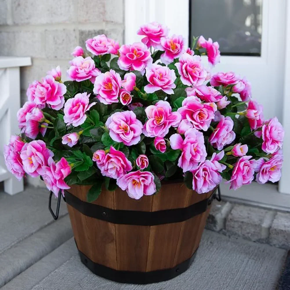 2PCS/1set Outdoor Herbst Künstliche Rote Azalea Hohe Qualität Blumen Büsche UV Beständig Dekor Gefälschte Blumen Hause dekorationen Kleine