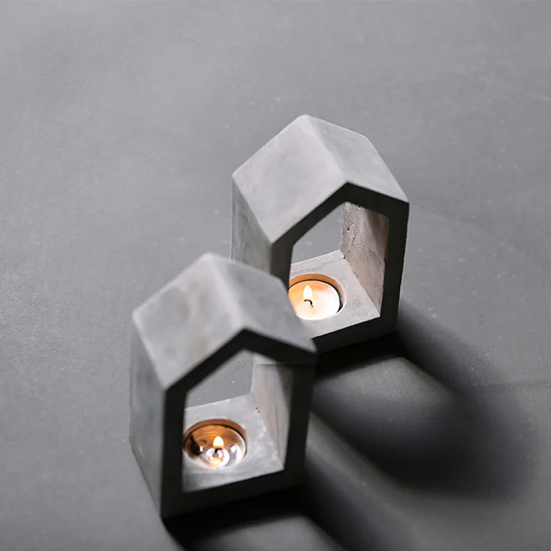 

Concrete Geometric House Candlestick Silicone mold Cement Candle Holder Mold plaster hand made molds