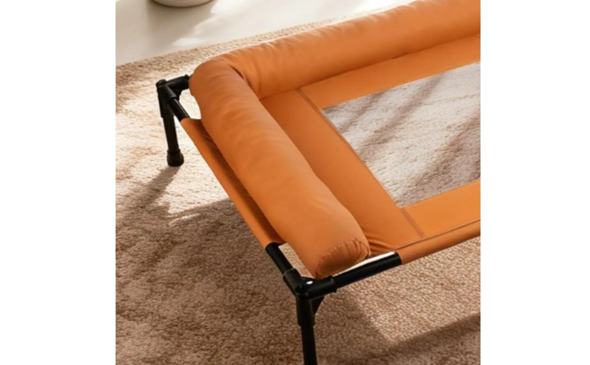 Elevated Dog Bed with Pillow Border Firm Support Elevated Dog Bed L-Shaped Pet Lounger All Seasons Use Cooling Mesh Pet Cot