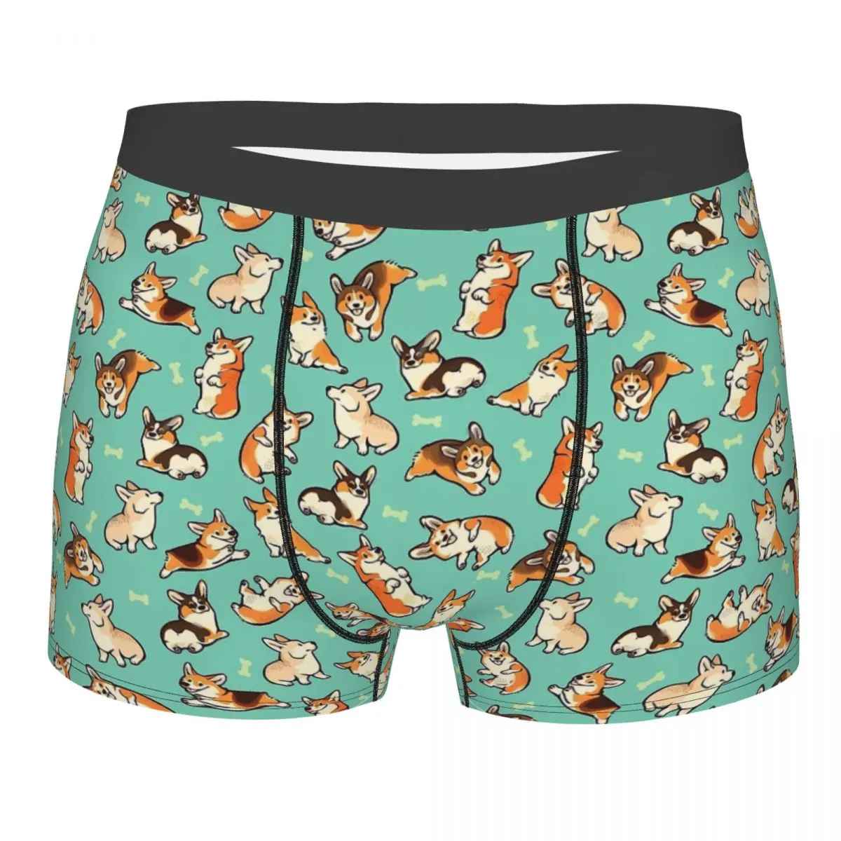 Jolly Corgis In Green Men's Boxer Briefs Boxer Briefs Highly Breathable Underpants Top Quality Print Shorts Gift Idea