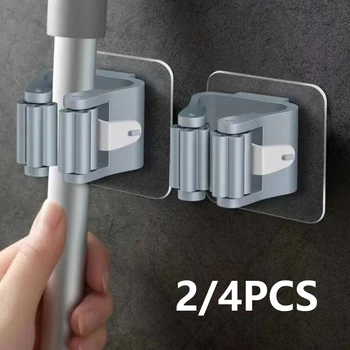 가정용 수납 랙 욕실 흡입 행잉 파이프, 흔적 없는 후크, 벽걸이 걸레 정리함 거치대 방수 빗자루 행어, 2 개 4 개