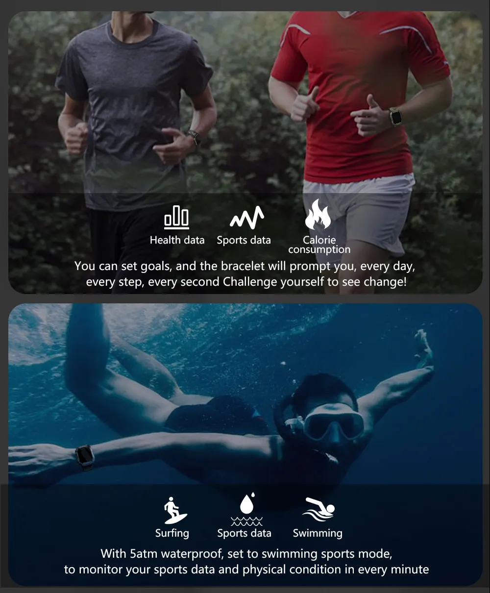 KALOSTE Smart Watch 2022 New Outdoor Sport Smart Watches Heart Rate Blood Pressure 5ATM Waterproof Bluetooth Smartwatch For Mens