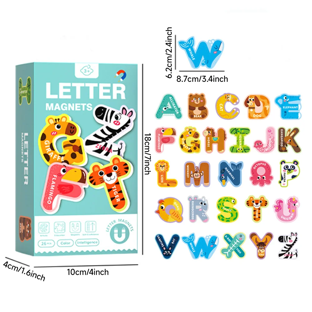 Magnetic Letters for Kid Magnets Fridge Animals Alphabet Toys Children Magnetic Refrigerator Uppercase ABC Numbers magnetic assembly toy,magnetic alphabet toys