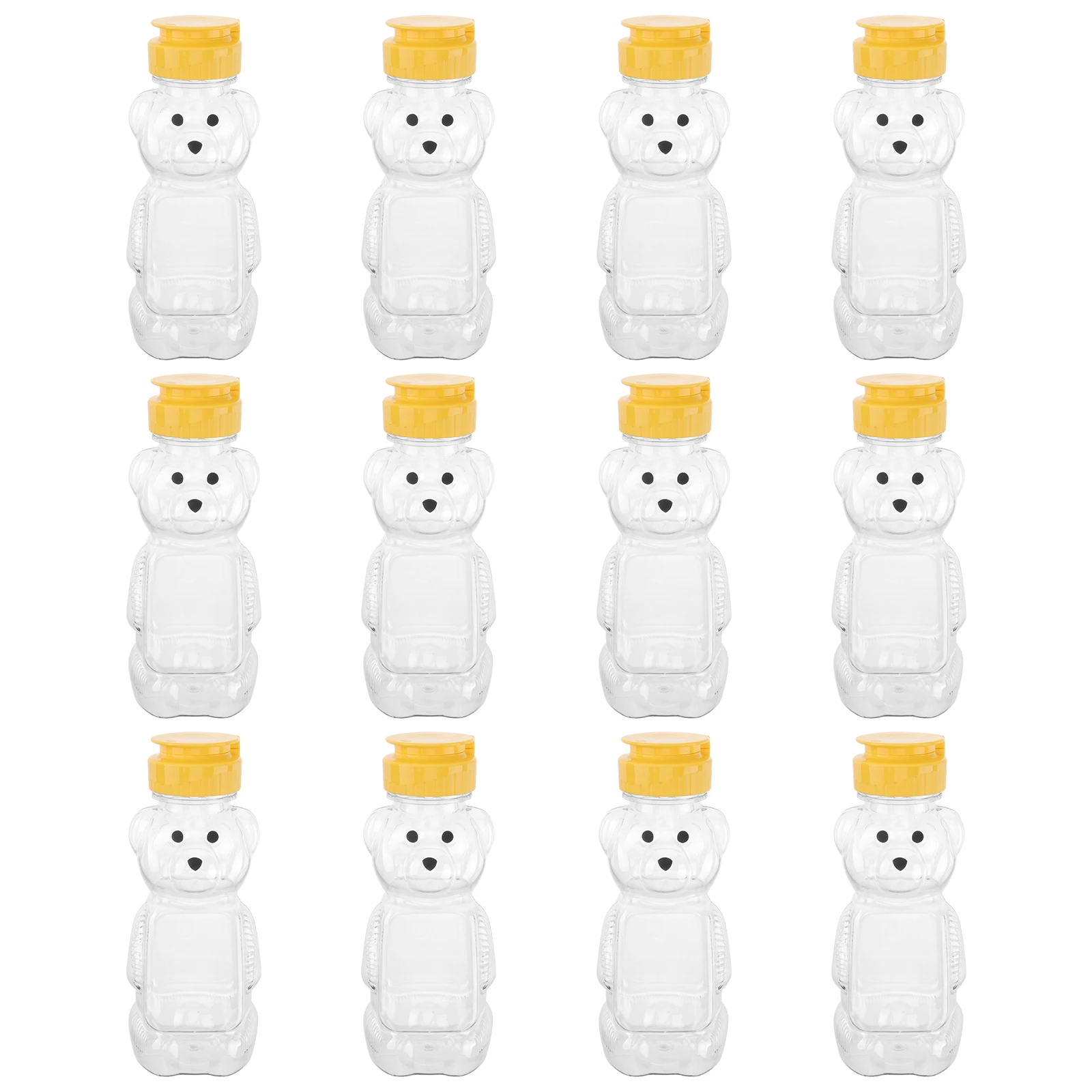 Sauce Squeeze Bottle Syrup Dispenser Bottle 12pcs 240ml Plastic Squeeze Condiment Bottles bear honey bottle extrusion bottle Bear Shape Honey Sauce Mustard Jam Dispenser