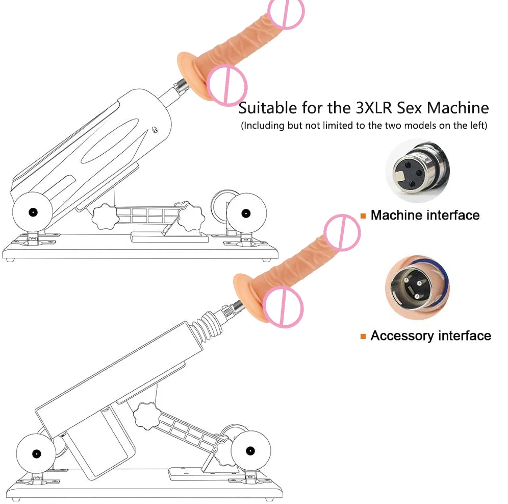 Sex Toy Lifelike Dildo Attachment for Sex Machine with 3 XLR Connector for Women Masturbation