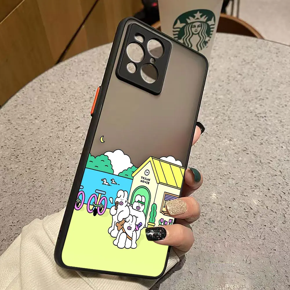 thumbnail image 1 of Funda mate para OPPO Realme 10 9 9I 8 8I 7 7I 6 5 FIND X3 X4 PRO 4G 5G Funda Coque Capa Funda carcasa cerdo blanco conejo dibujos animados, 1 of 5