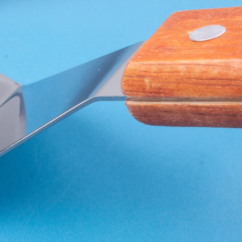 Stainless Steel Frying Shovel Kitchen Cooking Japanese Cuisine Iron Plate Braised Steak Shovel Wooden Handle Pizza