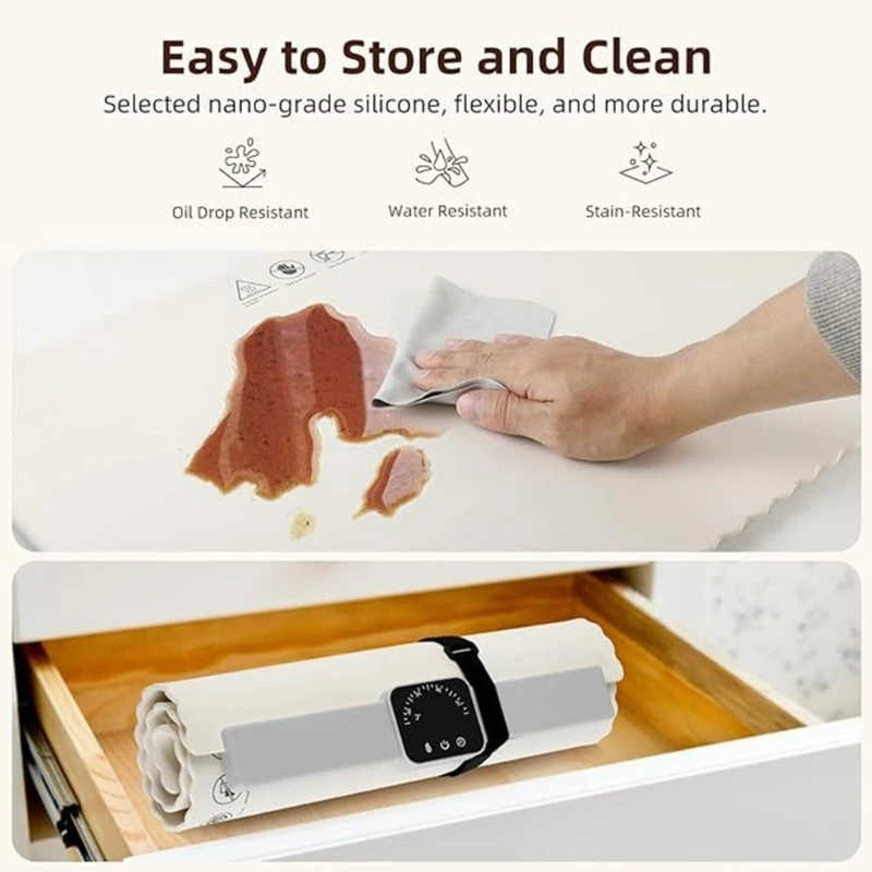 Convenient Heating Mats with Folding Designs Dining Table Heating Pad Silicone Texture Warming Tray for Dining Table