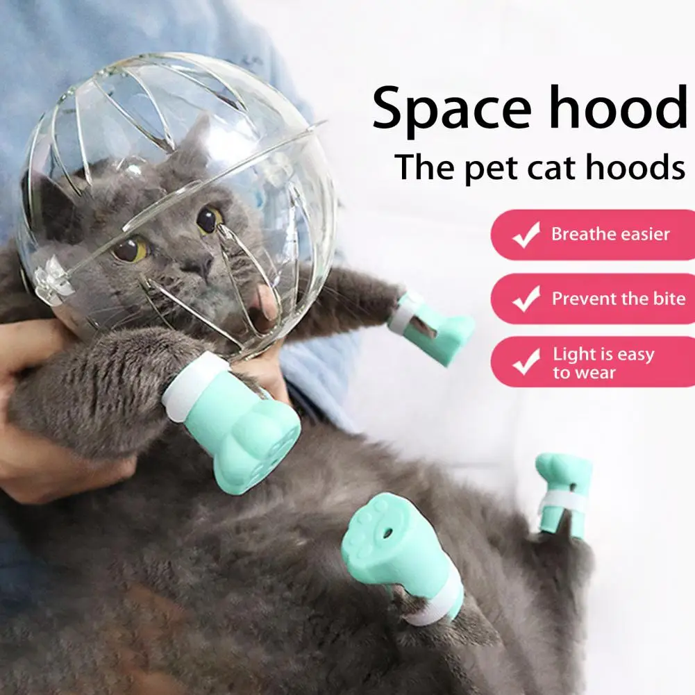 Cat Hood Hollow Breathable Adjustable Anti-licking Cat Head Shaped Pet Grooming Transparent Muzzle Pet Supplies