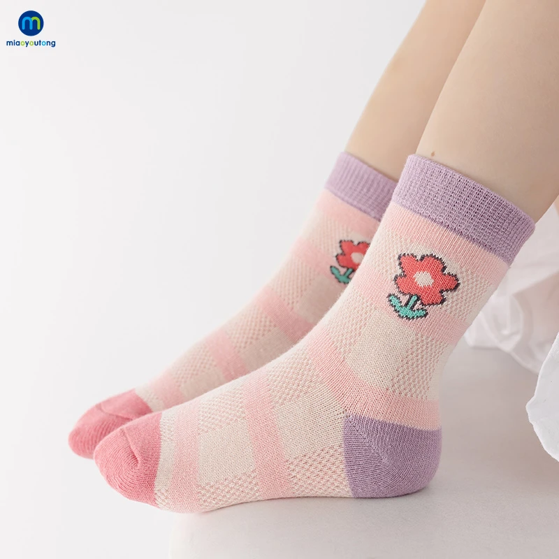 5 Pairs/Lot Strip Cotton Knit Warm Children's Socks For Girls New Year Socks Kids Women's Short Baby Newborn Miaoyoutong