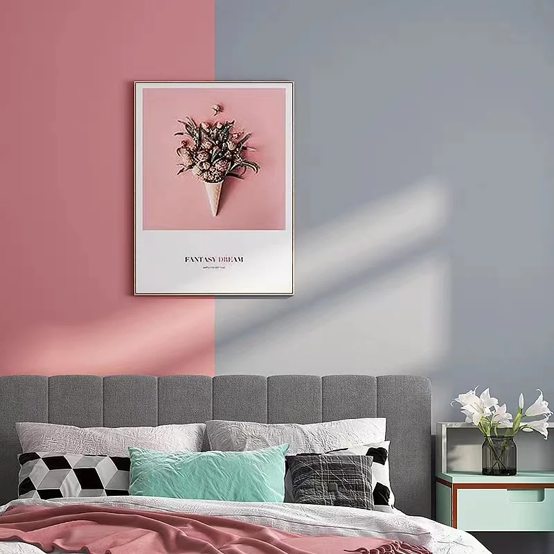 Скандинавские однотонные обои красного и серого цвета, настенные нетканыеобои для спальни, гостиной с фоном, розовые пурпурные светло-серые