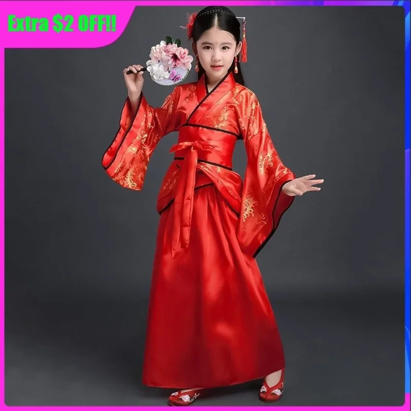 

Ancient Chinese Dress Girls Children Kimono Traditional Ethnic Fan Students Chorus Dance Costume Japanese Yukata Kimono Style