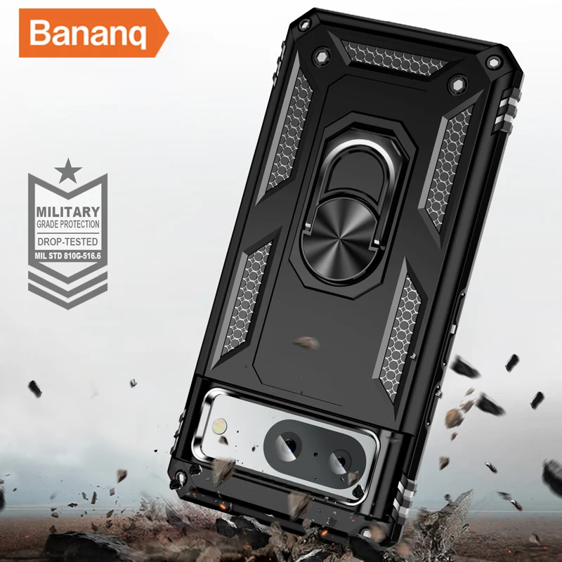 Shockproof Metal Finger Ring Bracket Armor Case with Magnetic Car Holder - Premium Phone Cover