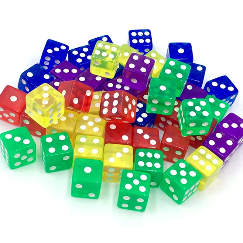 12PCS 16MM Transparent Dice For Board Games For Adullts Children Acrylic Cubes Party Leisure Toys Juegos De Mesa Divertidos 3