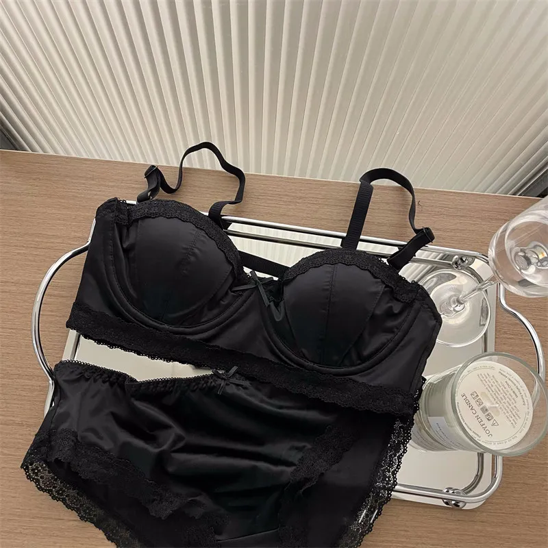Article populaire : Soutien-gorge minimisant pour femme, d'inspiration française, en satin et dentelle, à bonnets fins, avec armatures souples, effet push-up, centrant, anti-affaissement, confort optimal