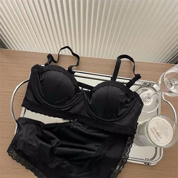 Article populaire : Soutien-gorge minimisant pour femme, d'inspiration française, en satin et dentelle, à bonnets fins, avec armatures souples, effet push-up, centrant, anti-affaissement, confort optimal