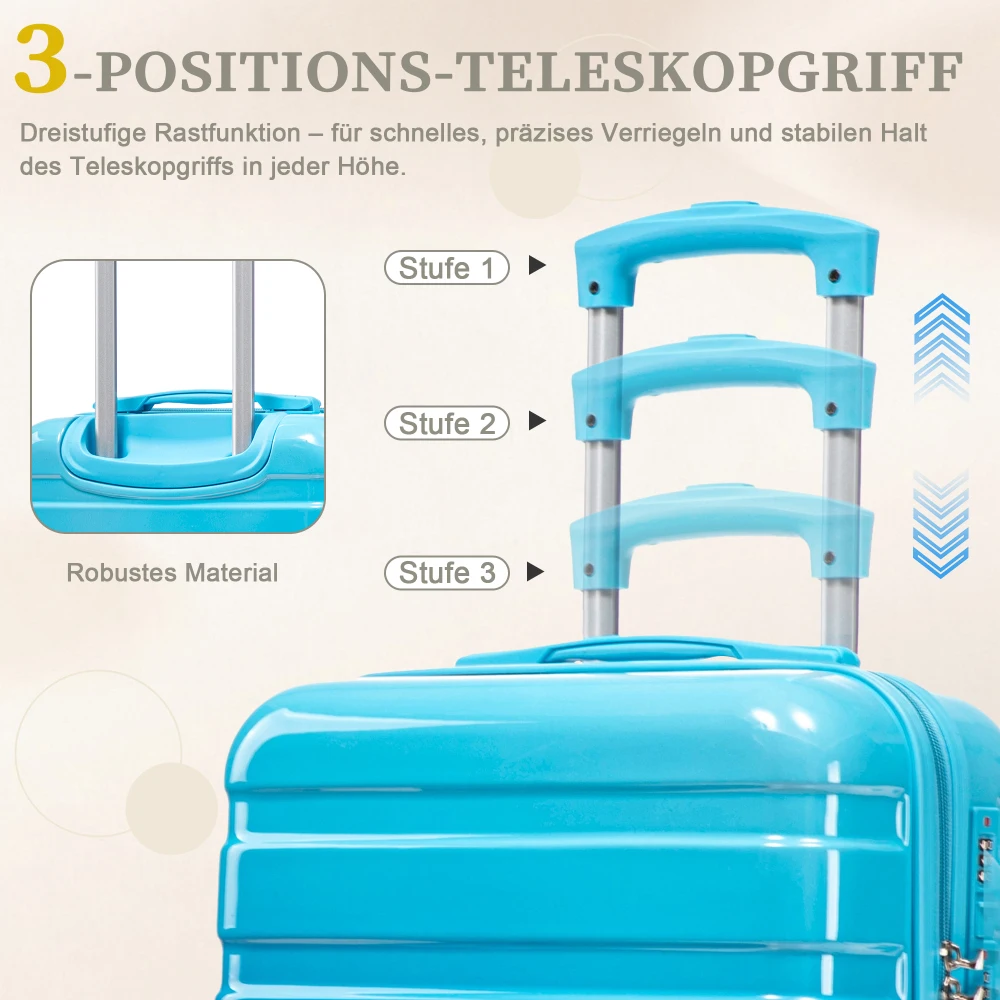 14"/20" 2-teiliges PC-Spinner-Kofferset mit Zahlenschloss & 360°-Drehung ° Doppelte Geräuscharme Drehräder – Detail 24