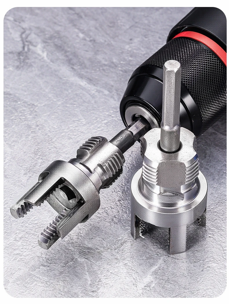 Integrated Internal External Pipe Threading Tool (3/4"),Hex Shank Die Pipe Threader Cutting Tool Universal Wire Cutting Tool
