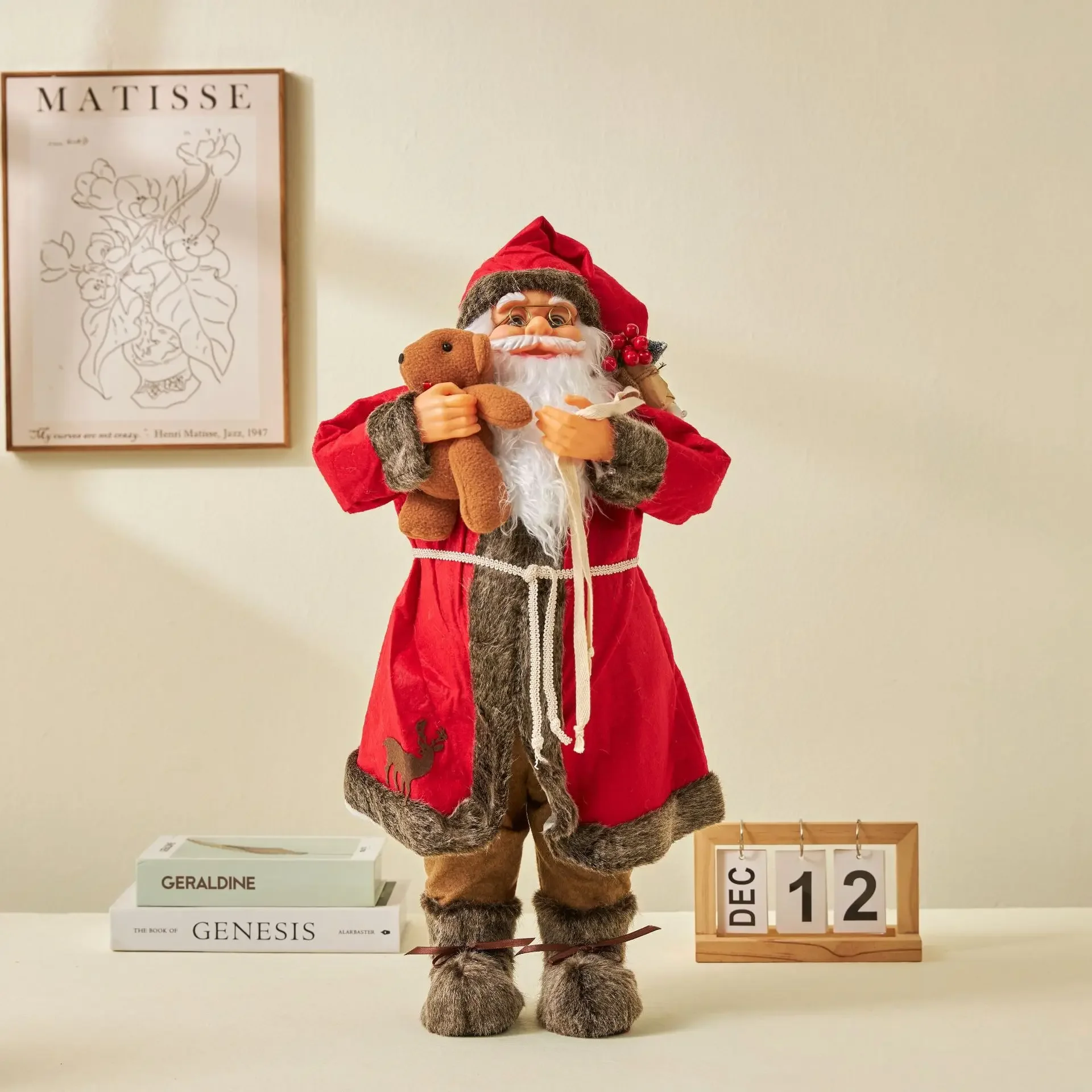 Muñeco de Papá Noel grande de 60 cm, decoración navideña, decoración de la habitación del hogar para Año Nuevo, regalo para niños, adornos para árbol de Navidad 2023