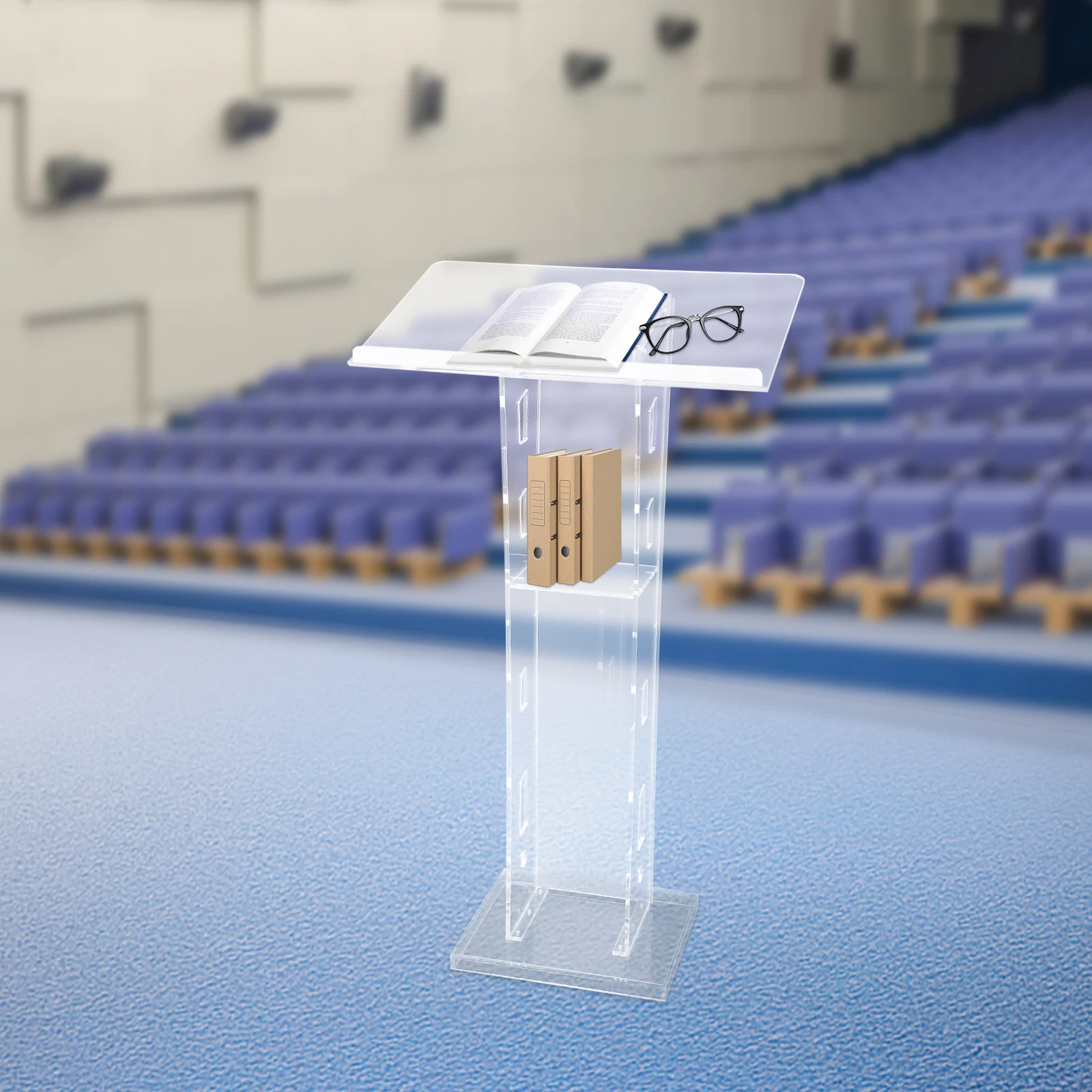 Acrylic Podium Clear Pulpit Conference Presentation Stand Church Lectern 43.3 inch Transparent Lectern School