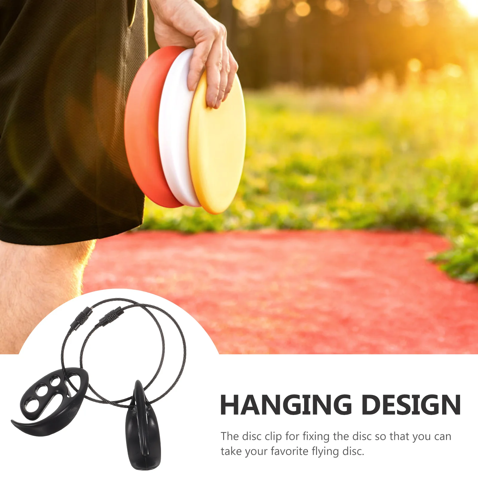 2 Pcs Clip Flying Disc Holder Small Clamp Outdoor Plastic Black Convenient Portable Child