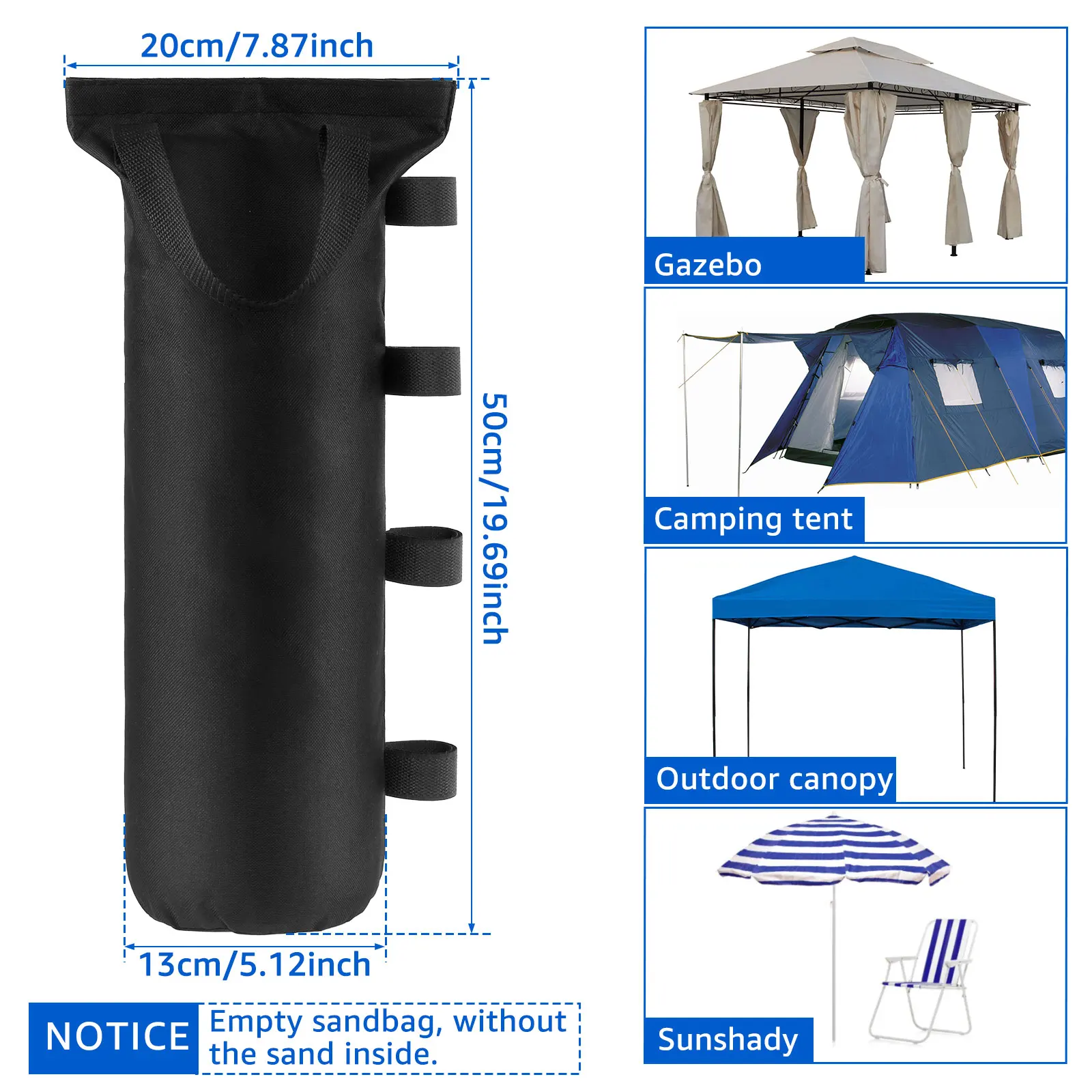 4Pcs Canopy Weight Bag Oxford Cloth Empty Weighting Sand Bag with Handle Reusable Canopy Tent Leg Sandbag for Filling Sand Stone