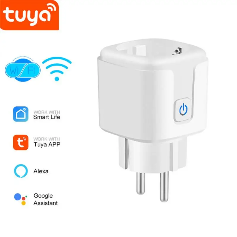 16A Tuya WiFi EU Smart Plug Outlet Power Monitor Wireless Socket Remote Timer Electrical Control For Google Home Alexa Alice