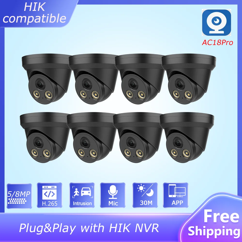 

HIK Compatible 5MP 8MP Colorvu Dome IP Camera Built in MIC Human Vehicle Detection Surveillance IP Camera Plug&Play with HIK NVR