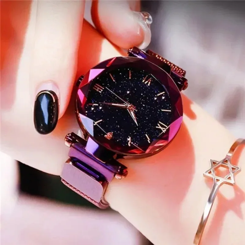 Fashion Starry Sky Watches Magnet Buckle Mesh Belt Quartz Watch Luxury Female Trend Clock Quartz Wristwatch Women Dress Clock