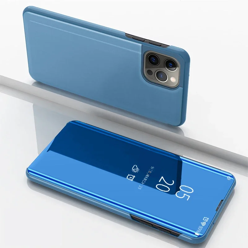 Case For iPhone 15 14 13 12 11 Pro Max Plus XS Max XR 8 7 Plus SE 2022 2020 Luxury Smart Mirror Flip Leather Plating Stand Case