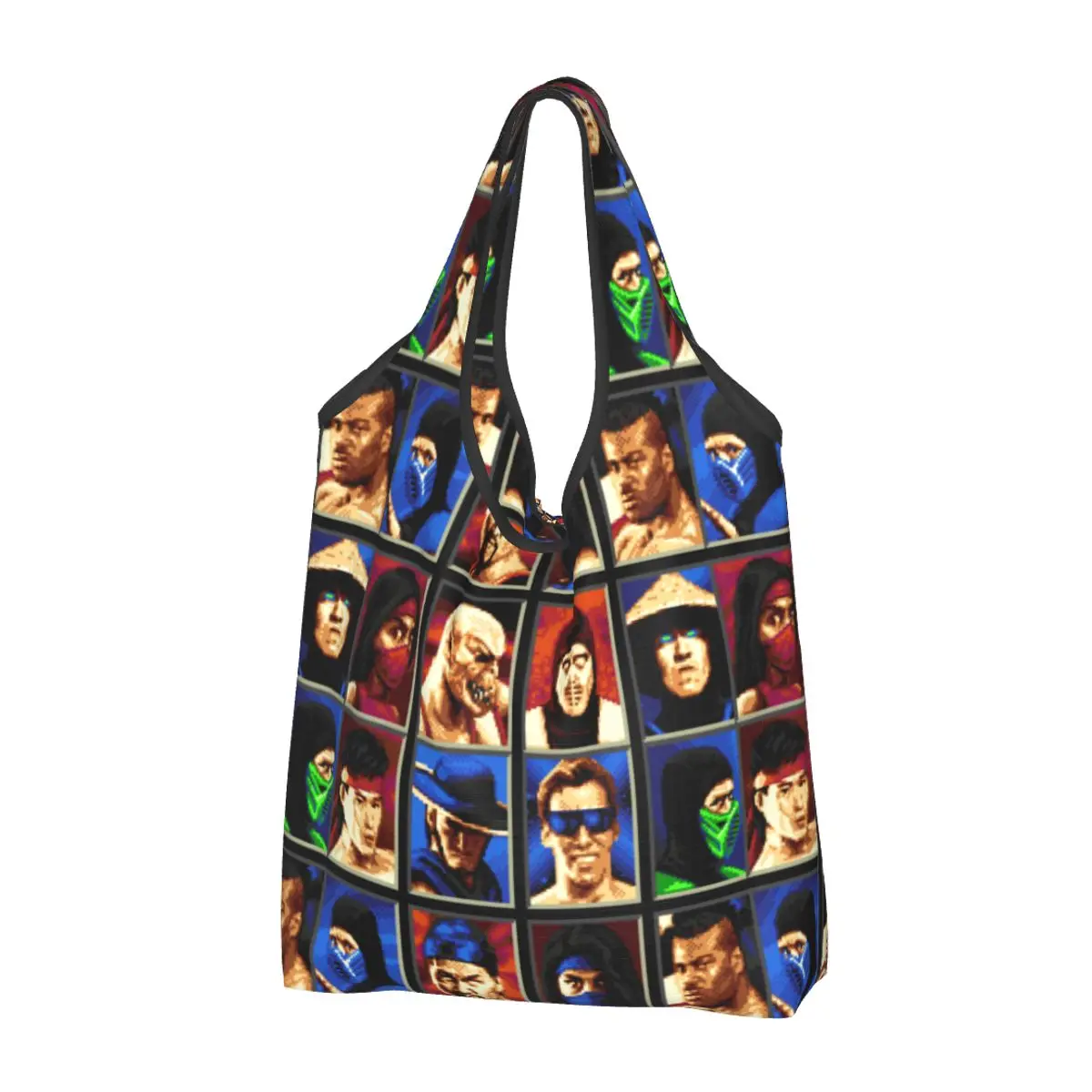 

Mortal Kombat II Genesis Character Select 16 Bit Retro Gamer Collage Grocery Bags Recycle Foldable Heavy Duty Shopping Bag
