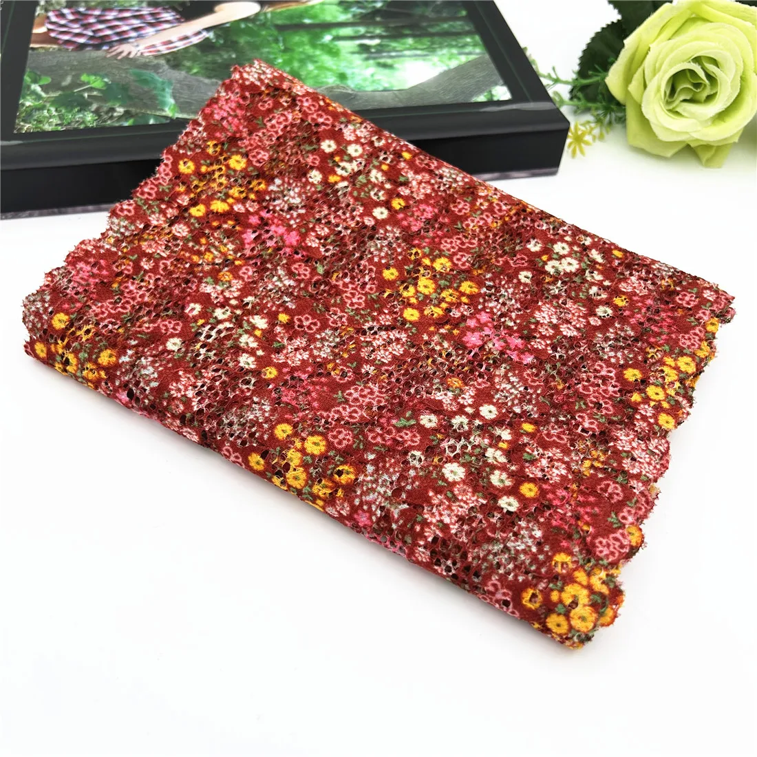 3y/lot Width 7 5/8 in (19.50cm) Mixed Orange Elastic Stretch Lace Trim 6