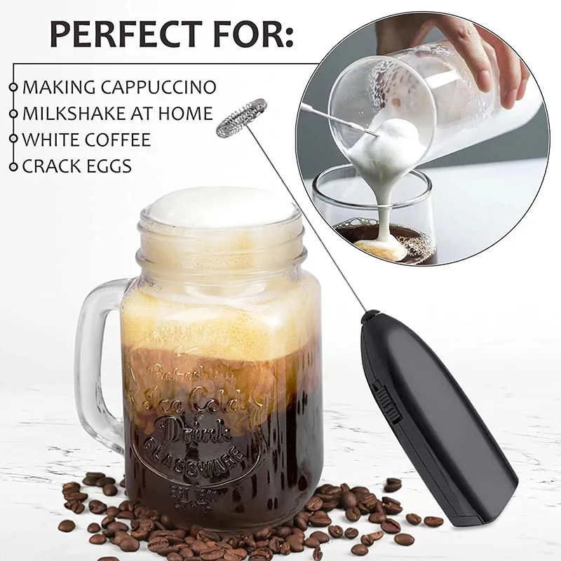 Electric Egg Whisk Milk Frother For Coffee Kitchen Mini Stainless Steel Tea Coffee Drink Milk Mixer Cream Blender Kitchen Gadget
