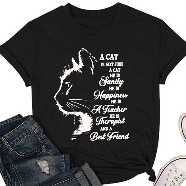 

A Cat Is Not Just A Cat He Is Sanity And A Best Friend,Cat футболки для мужчин, Ca футболки для мужчин, Cat Shirt Funny,Cat Lover Shirt