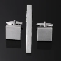 Classic men's French shirt cufflinks tie clips sets Laser metal drawing cuffs button clips business suit accessories wholesale 2