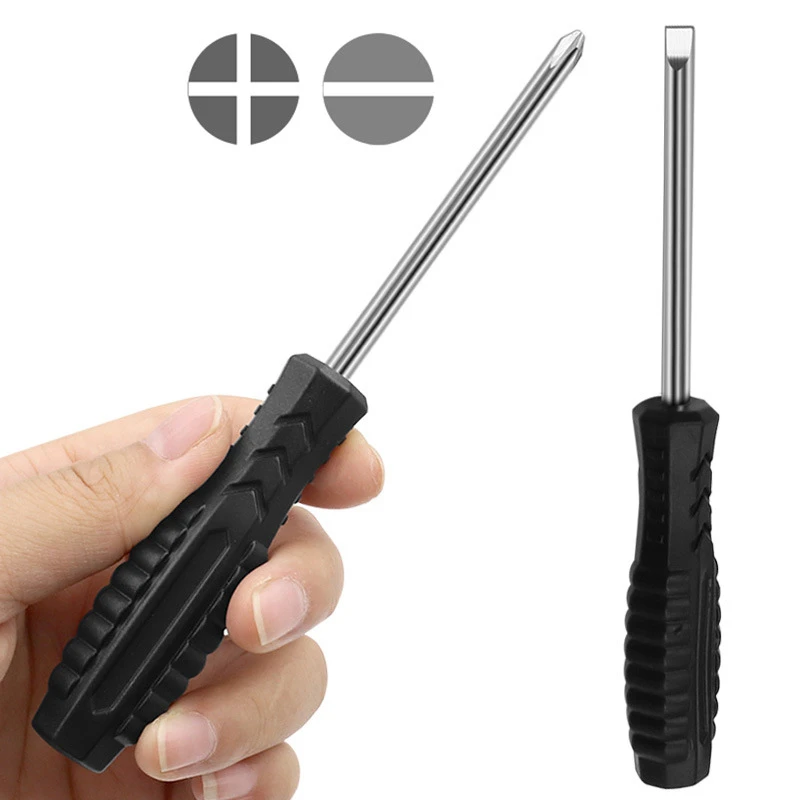 

1Pc Mini Black Handle Cross Slotted Simple Screwdriver 4mm Screwdriver Furniture Toy Home Appliance Disassembly Maintenance Tool
