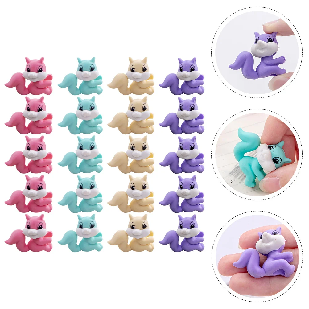 

20 Pcs Eraser Children Gifts Toys Kids Erasers Kindergarten Animals Decorations Toddler Rubber Bulk Adorable Lovely Squirrel