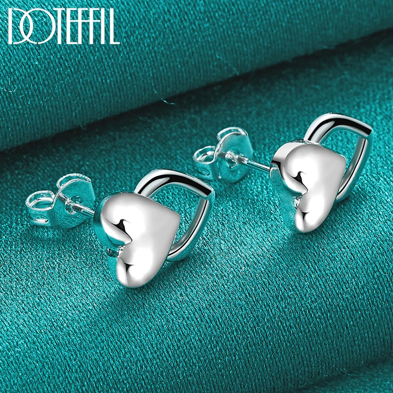 DOTEFFIL 925 Sterling Silver Heart Bracelet Earring Set For Woman Man Wedding Engagement Party Fashion Charm Jewelry Silver Jewelry Set Jewelry Set Silver Jewelry