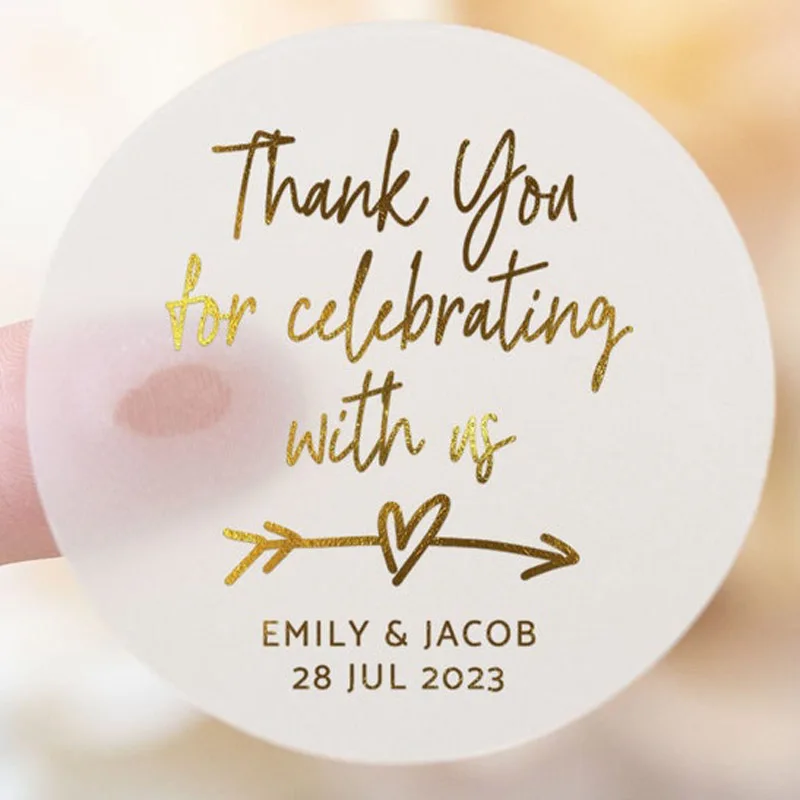 맞춤형 맞춤형 로고 스티커, 투명 금박 실버 비즈니스 로고 스티커, 웨딩 스티커, 로트당 100 개