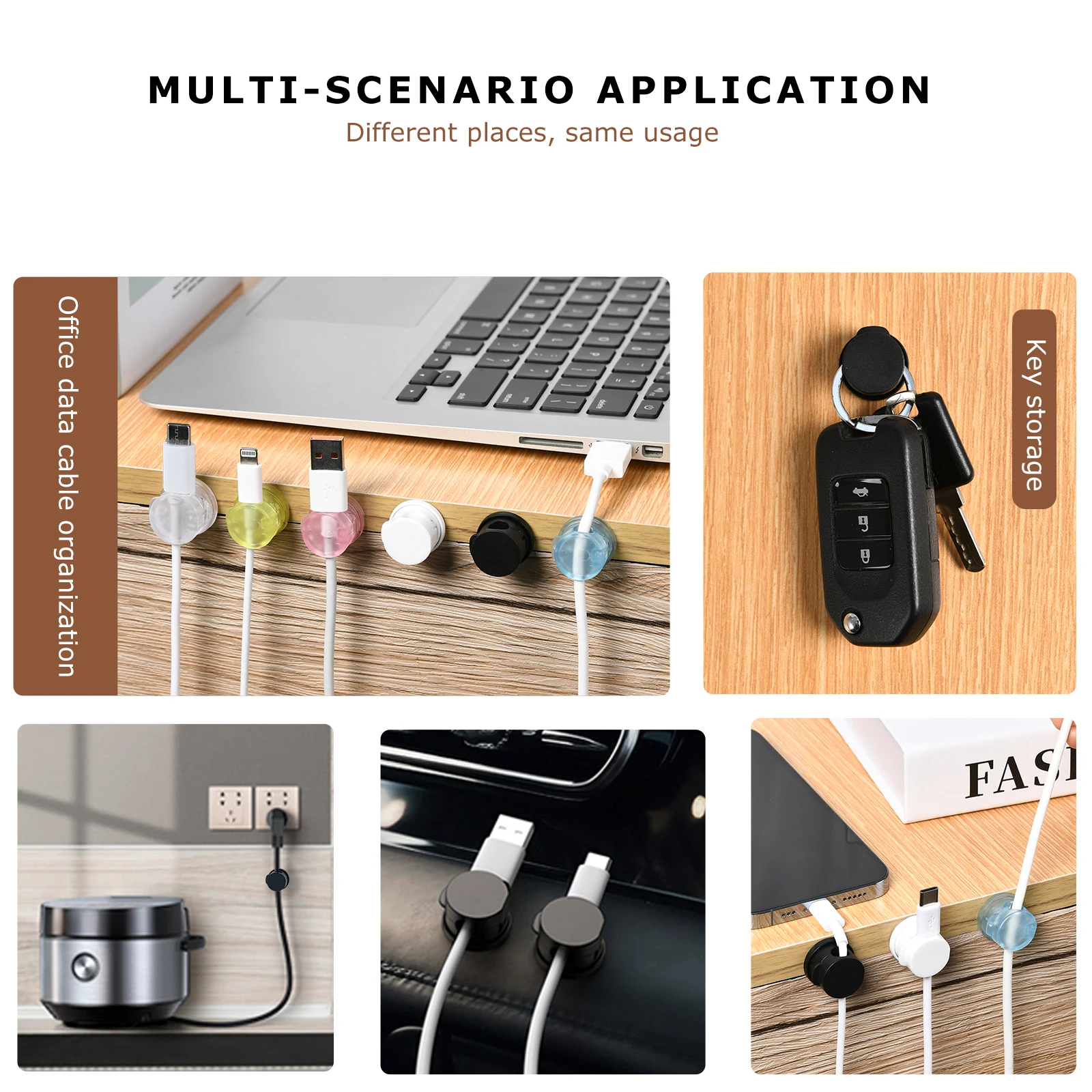 4 Pack Cord Organizer Holder, Strong Bonded Spring Desktop Cable Management, Rotatable Wire Holder Organizer for Home, Office 6