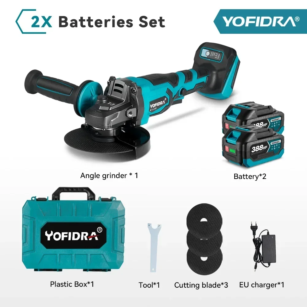 thumbnail image 1 of Amoladora angular sin escobillas YOFIDRA de 125 mm, 3 velocidades, inalámbrica, herramienta eléctrica para cortar madera, para batería Makita de 18 V, 1 of 5