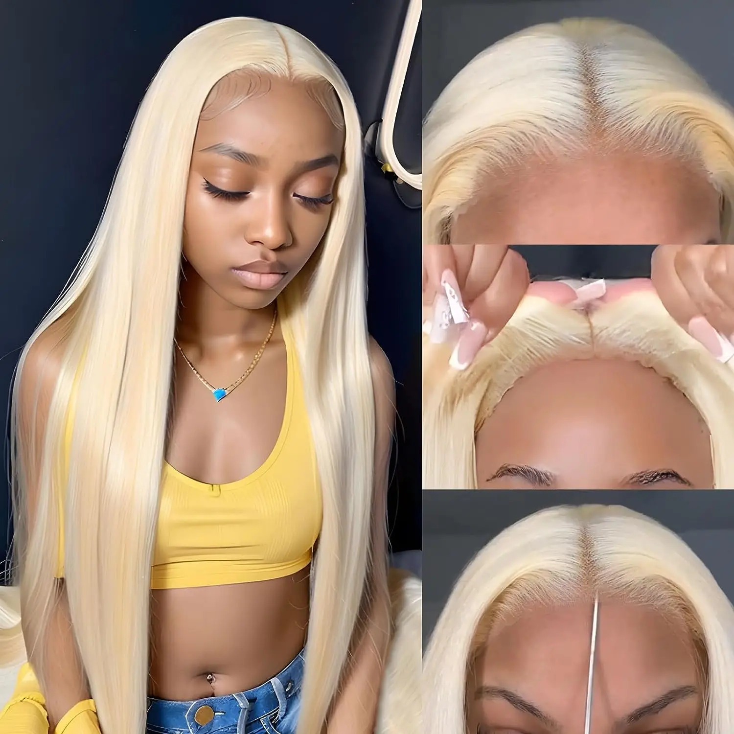 

613 Wear and Go Glueless Wig Precut Lace 4x4 Closure Wigs Pre Plucked HD Transparent Straight Lace Front Wigs for Beginners